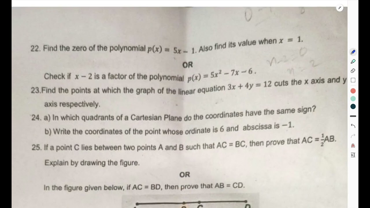 Class9 Maths Kendriya Vidyalaya Sangathan (SEE) 2022-2023 Final Exam Question Paper