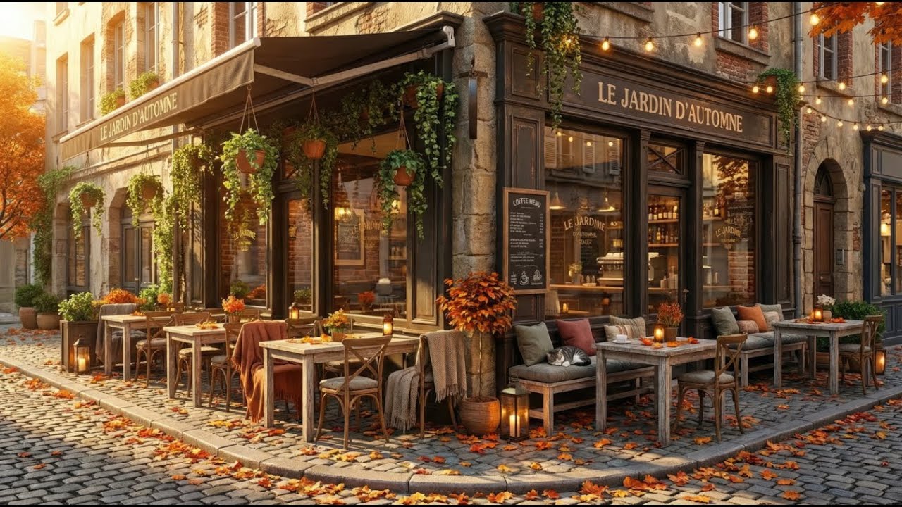 Bossa Nova Cafe Instrumental French Autumn Street Coffee for Calm Work and Relax
