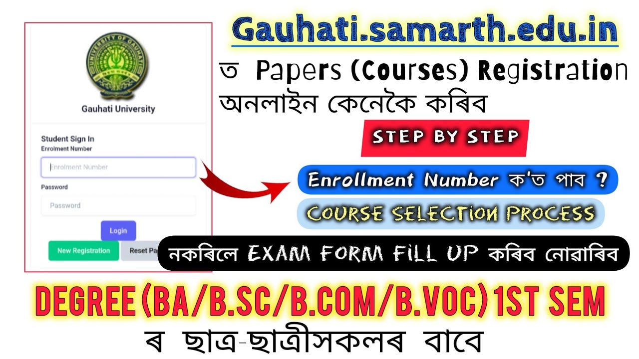 Gauhati University BA/B.Sc/B.Com/B.Voc 1st Sem Registration Process 2024 || gauhati.samarth.edu.in