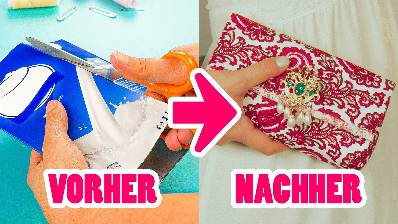 Selbstgemachte CLUTCH aus Recyclingmaterialen! 〡OHNE NÄHEN