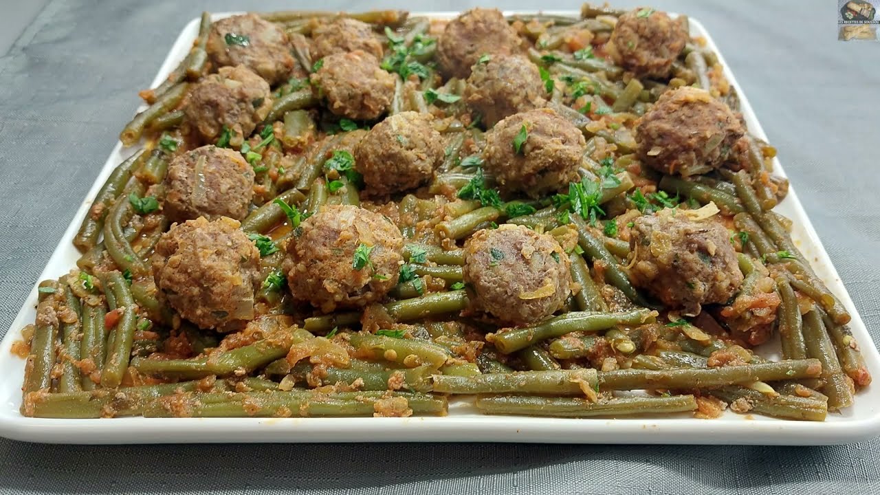 Haricots verts et boulettes de viande