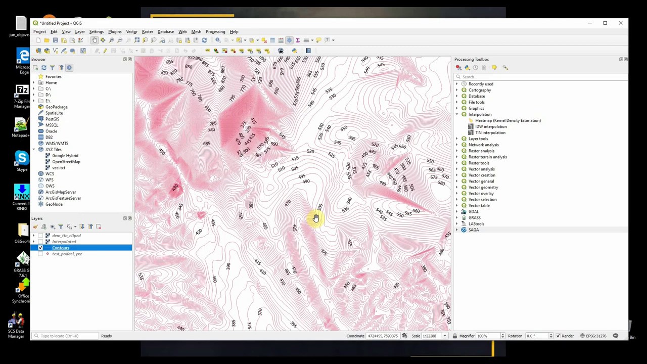 QGIS Import XYZ coordinates data, Create DEM, Create contours, Add Contours label, Use 3D view model