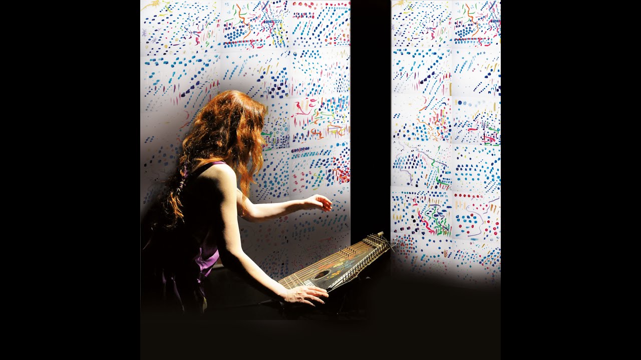 Barbarie Crespin voce e cetra -Voix et cithare, Paola Pedemonte Live painting, Performance 2 10 2021