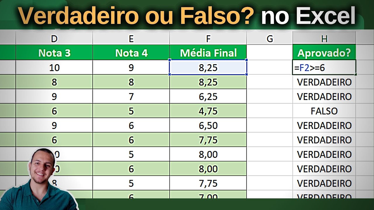 Excel Verdadeiro ou Falso - Excel função Maior Menor