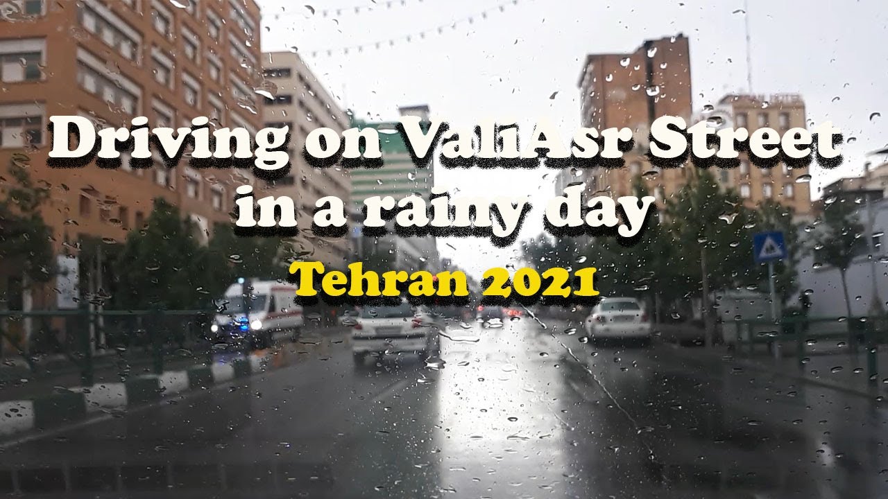 Driving on Vali Asr street in a rainy day- Tehran 2021