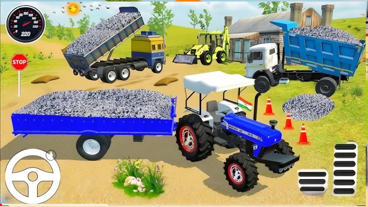🚨Drive JCB and ⛲🪨 Uploading Stone 🏗️ from DumperTruck in Game #truck #jcb #trand#gameplay #cars