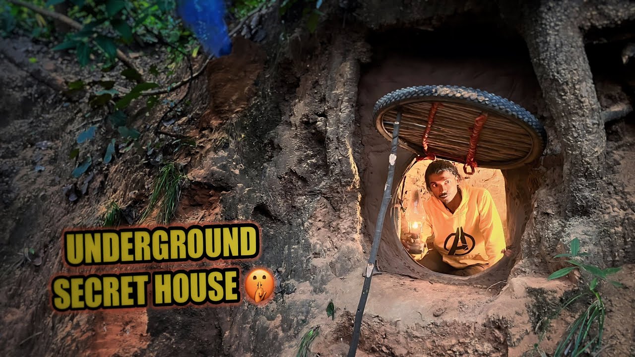  Secret Underground House in Forest 😱 | 24 Hours challenge  Underground Home 