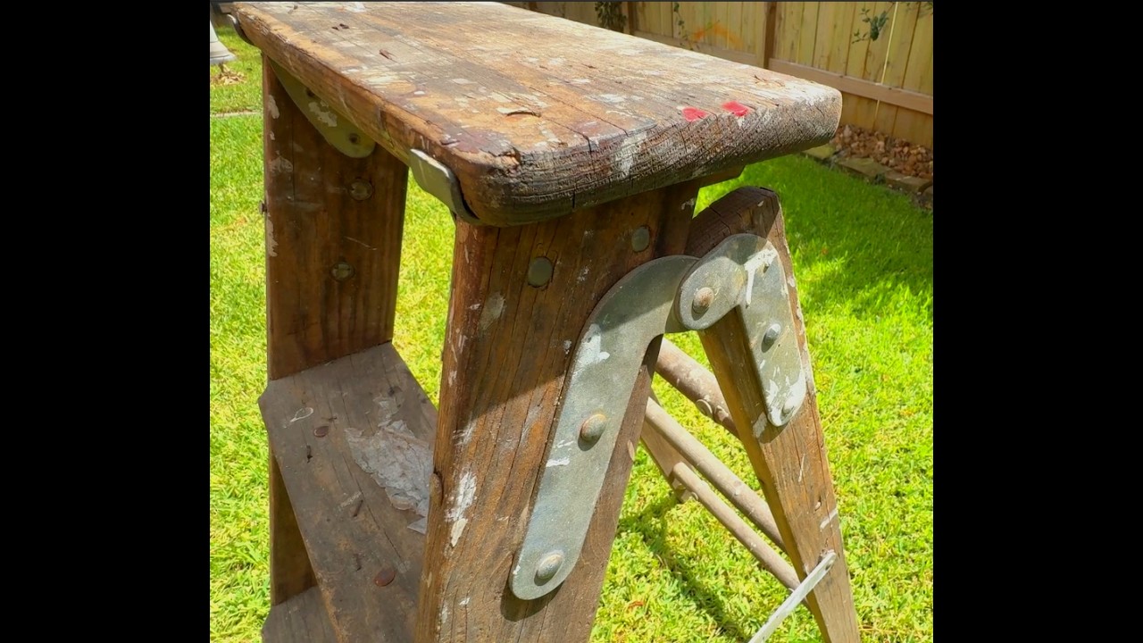 3-Step Wooden Ladder -- we'll discover its age/special purpose during the Restoration!