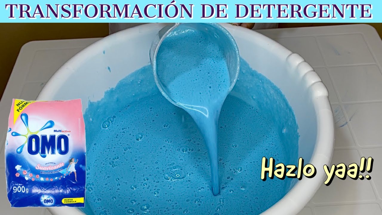 Transformacion de detergente en polvo (OMO)  a detergente liquido para lavar.
