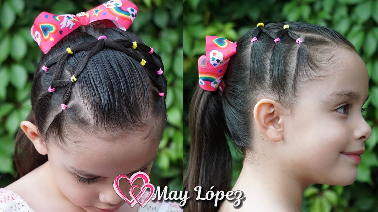 Coleta con Ligas de Colores para Niñas | May López