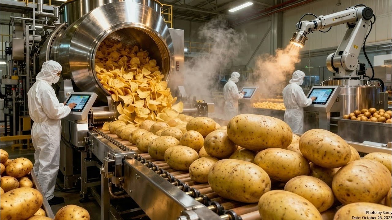 Inside a Modern Pringles Factory – From Whole Potatoes to Perfectly Stacked Chips!