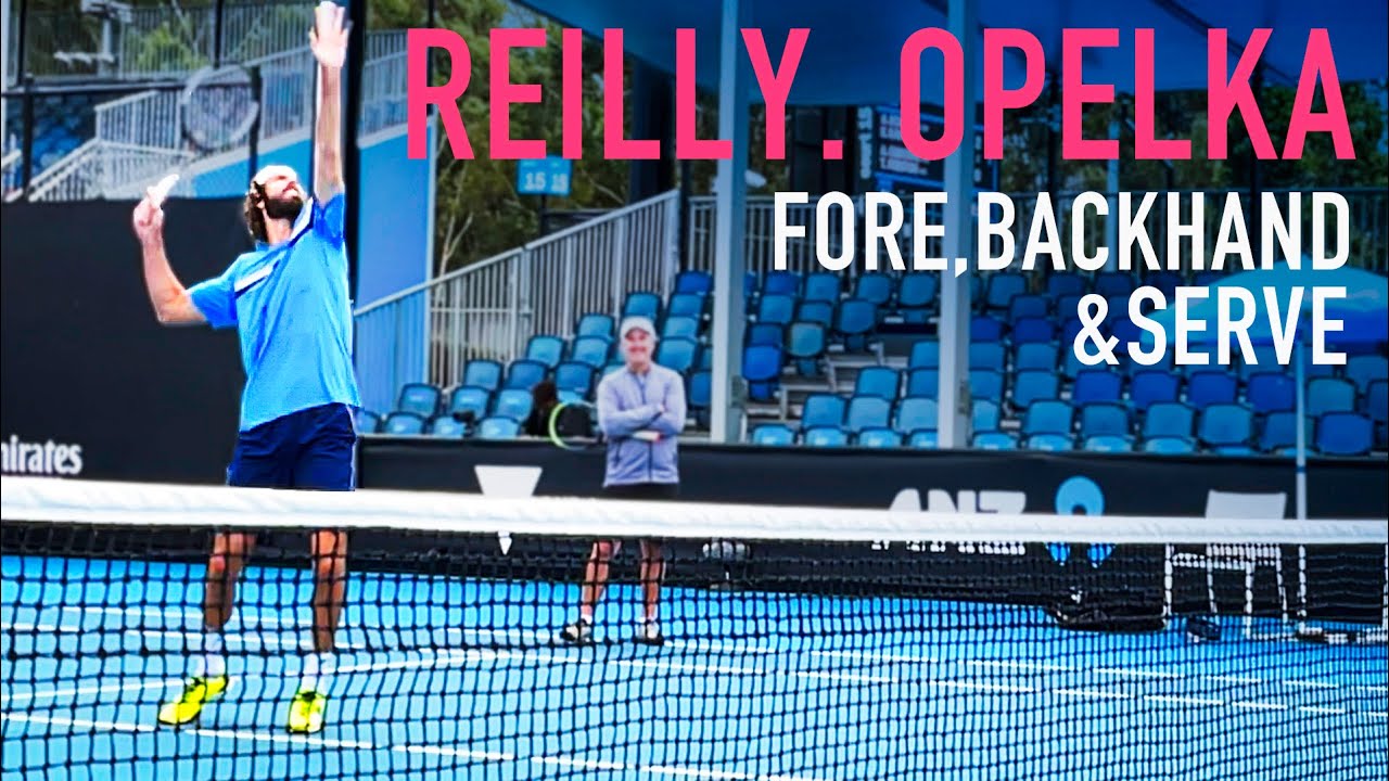 World's tallest tennis player Reilly Opelka Practice | Serve Forehand Backhand