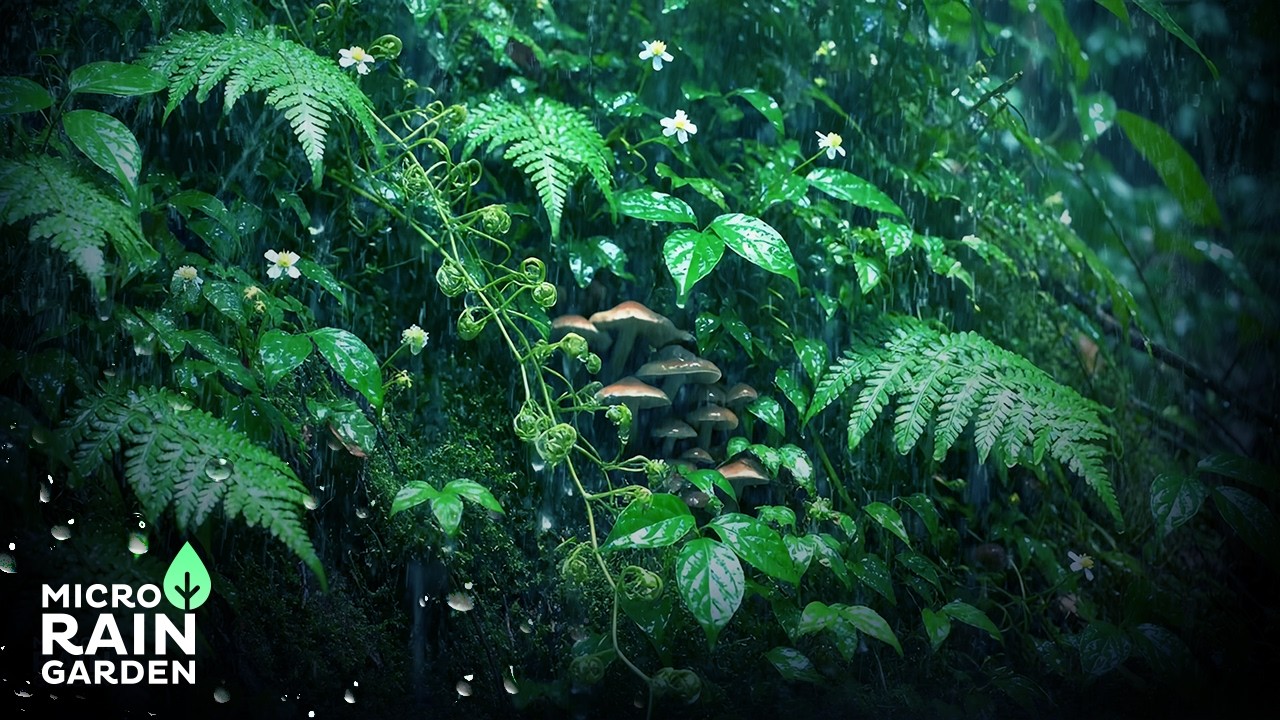 Sleep Fast Tonight 🌧️ Deep Jungle Rain on Ferns & Wildflowers · 10 Hours White Noise for Insomnia