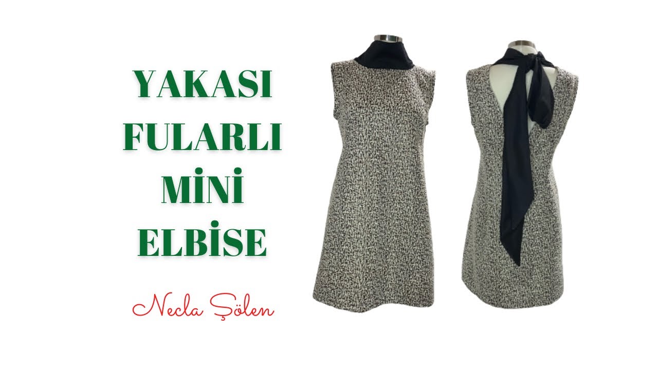 YAKASI FULARLI MİNİ ELBİSE | Necla Ş&ouml;len