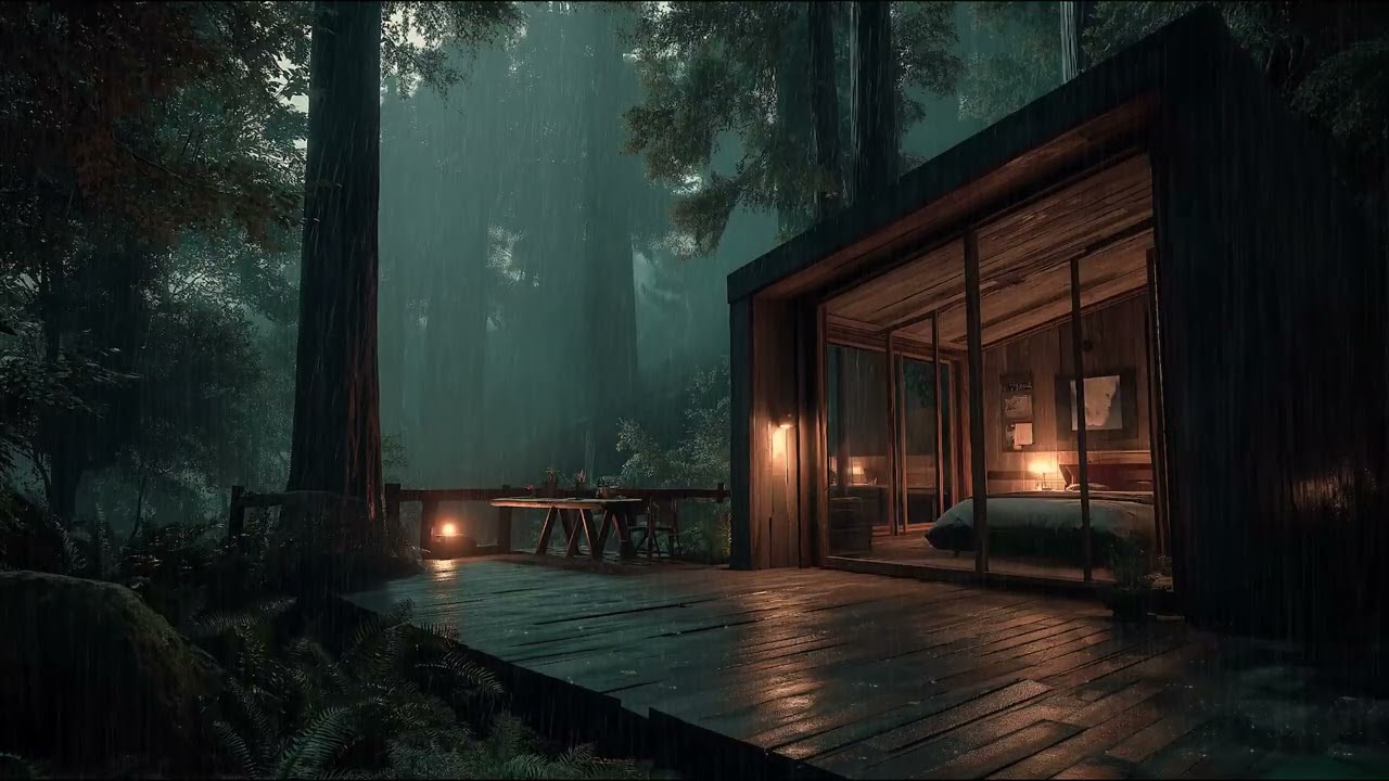Serene Rainforest Treehouse with Soft Rainfall Sounds for Relaxation, Meditation, and Sleep