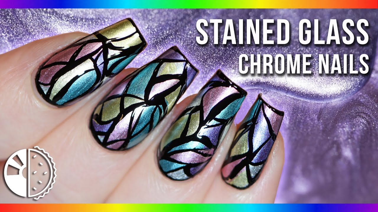 Stained Chrome Glass Nail Art🪞🎨