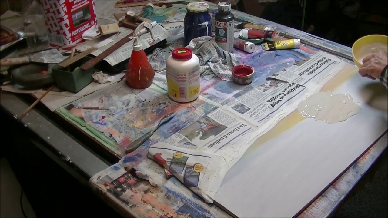 Paesaggio minimalista, colori acrilici e gesso. Molto facile, per tutti.