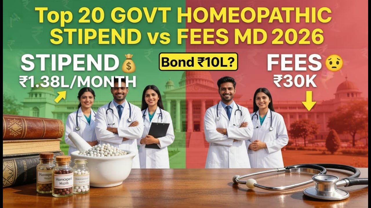MD Homoeopathy 2026 🔥 Stipend, Fee Structure & Bond Details | Top 20 Government Homoeopathy Colleges