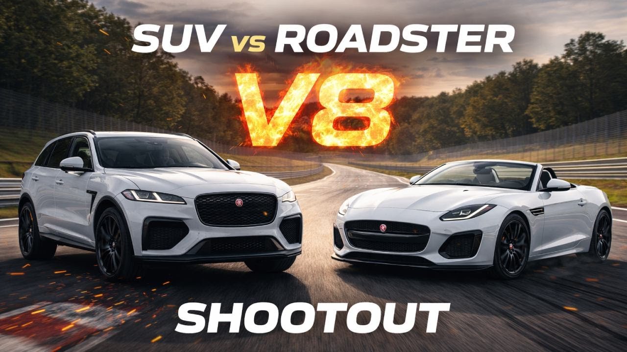 Jaguar V8 vs Jaguar V8 Shootout | F-PACE SVR Chased by F-TYPE Roadster 🔥
