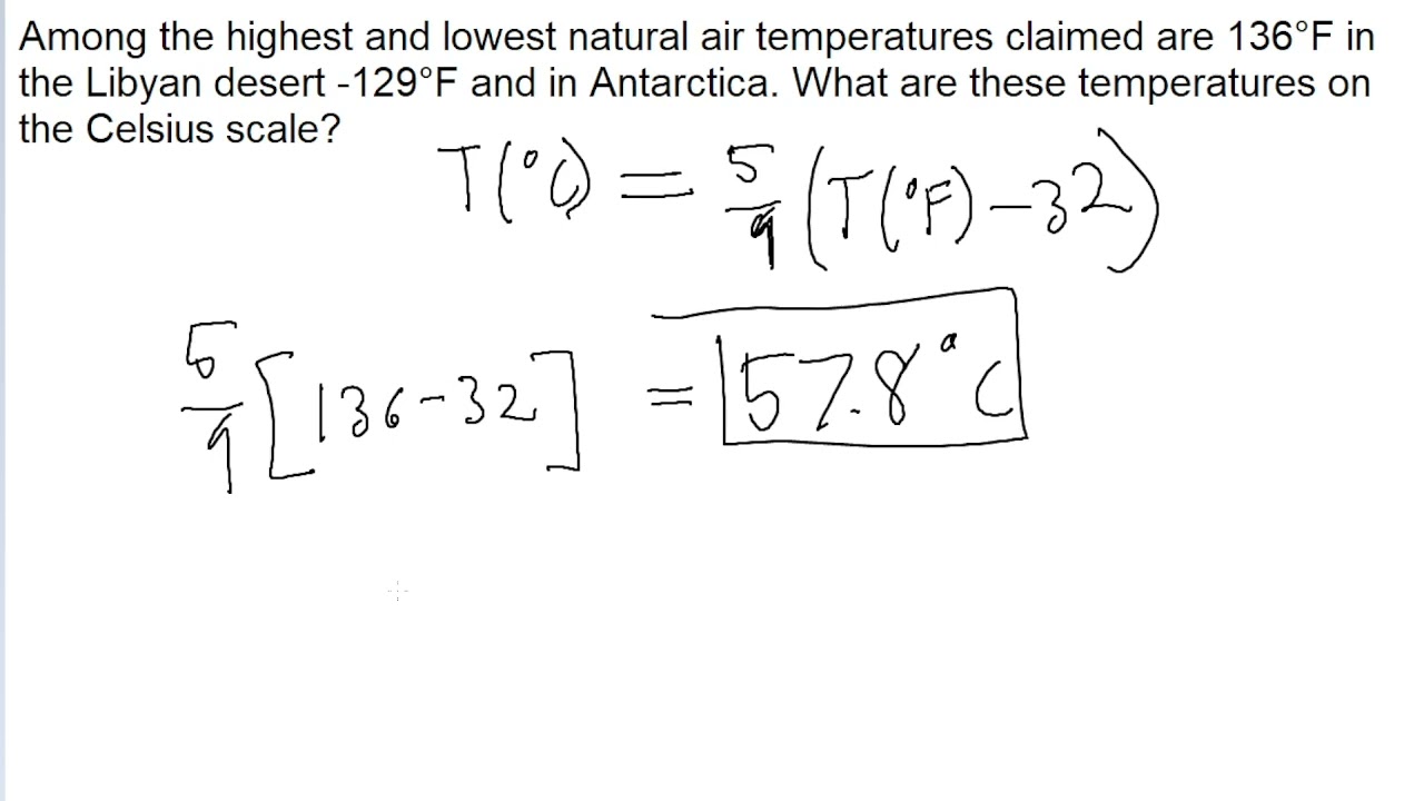 Among the highest and lowest natural air temperatures claimed are 136°F in the Libyan desert -129°F