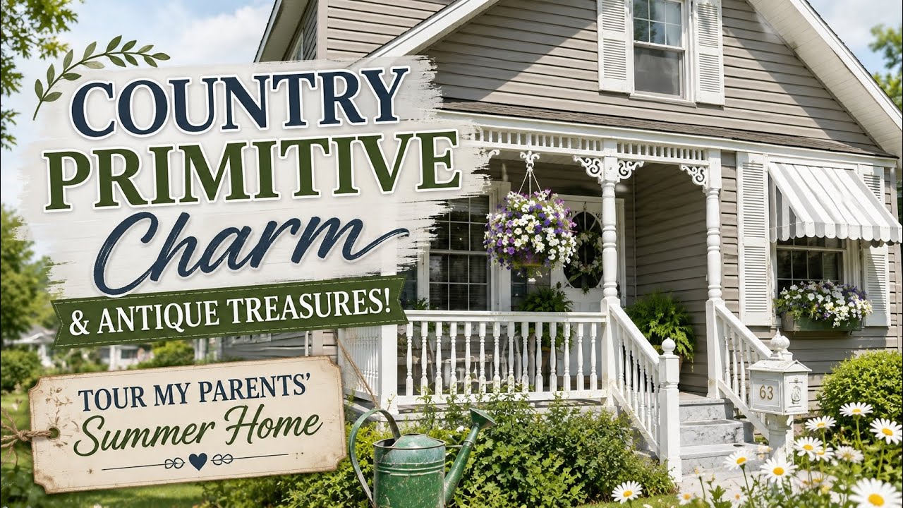 CHARMING COUNTRY HOME TOUR - GARDEN WALK + ANTIQUE TOY ROOM & PRIMITIVE DECOR INSIDE!