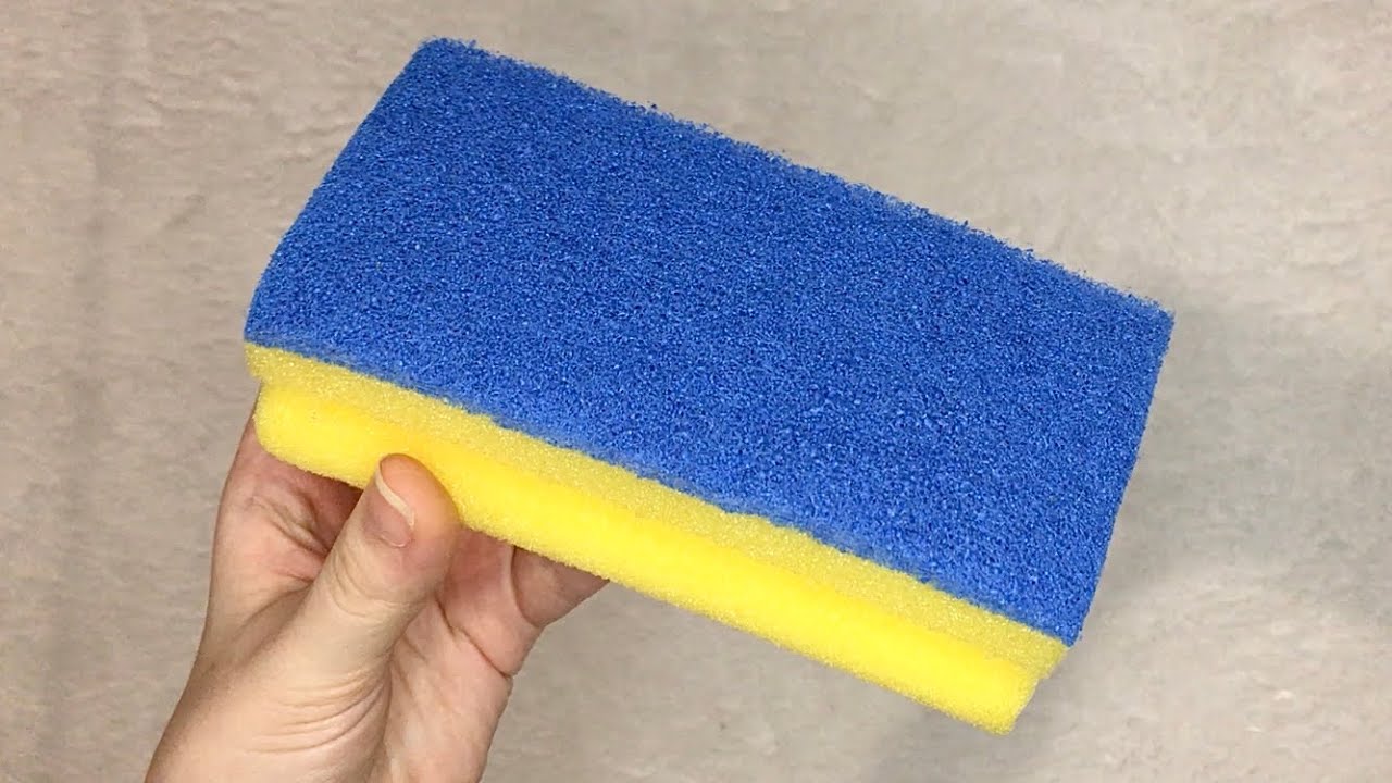 Dry blue long sponge ripping ! Scratching 💜 Soft side / Asmr Sponge Korea