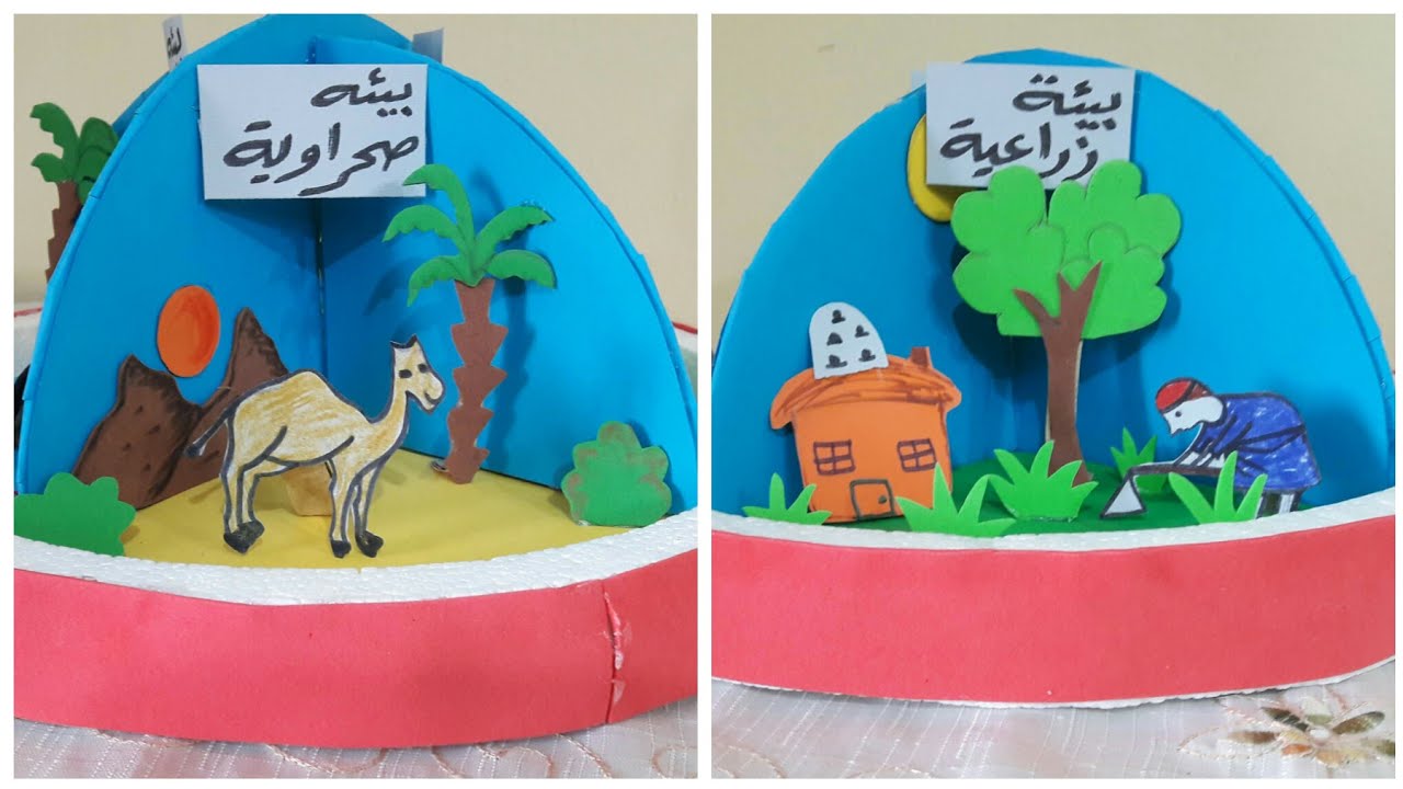 عمل مجسم تنوع البيئات| البيئة الزراعية والصناعية والساحلية والصحراوية🏜 وسائل تعليمية| مشاريع مدرسية