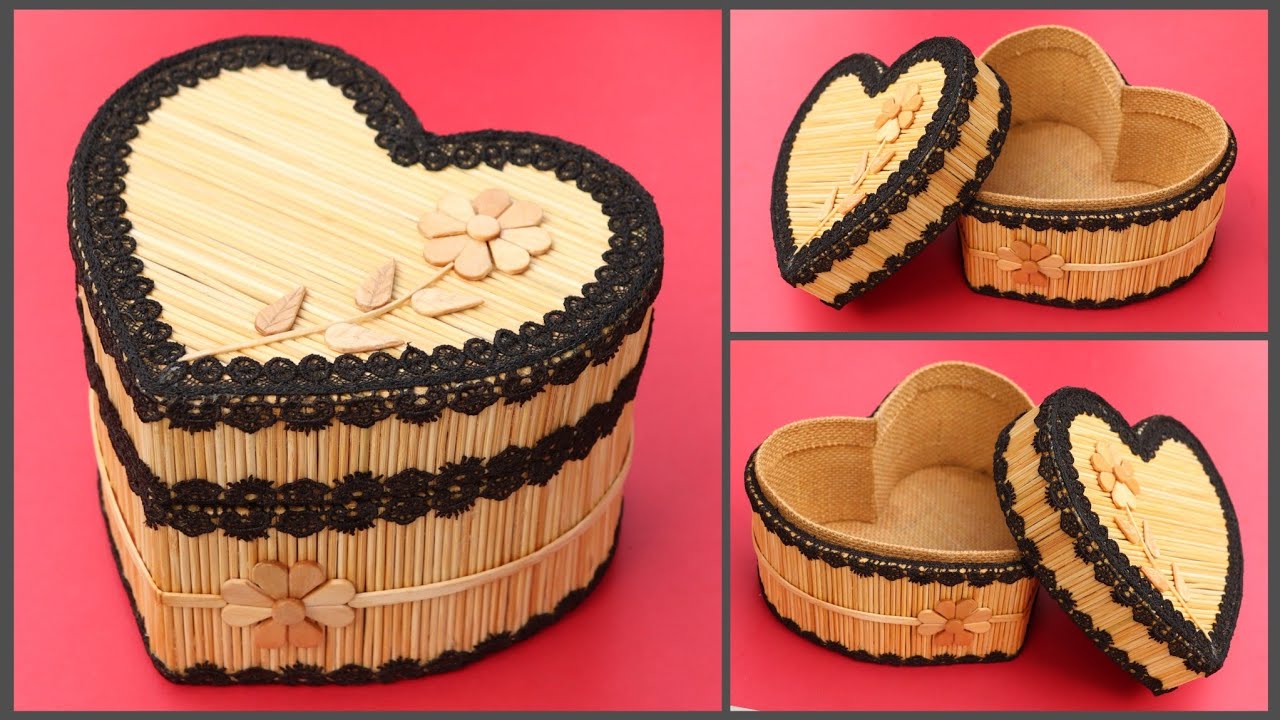Heart Shaped Jewelry storage boxes | DIY Jewellery Box made from cardboard and jute