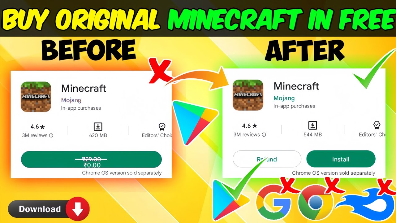 How to Buy ORIGINAL ₹29/- MINECRAFT in FREE ₹0 | Download Minecraft from Play Store for Free!!