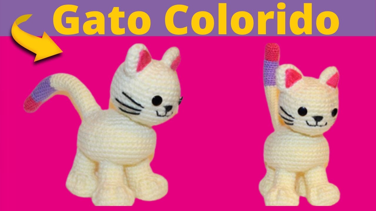 Amigurumi Receita  Passo a Passo Grátis Gato Colorido