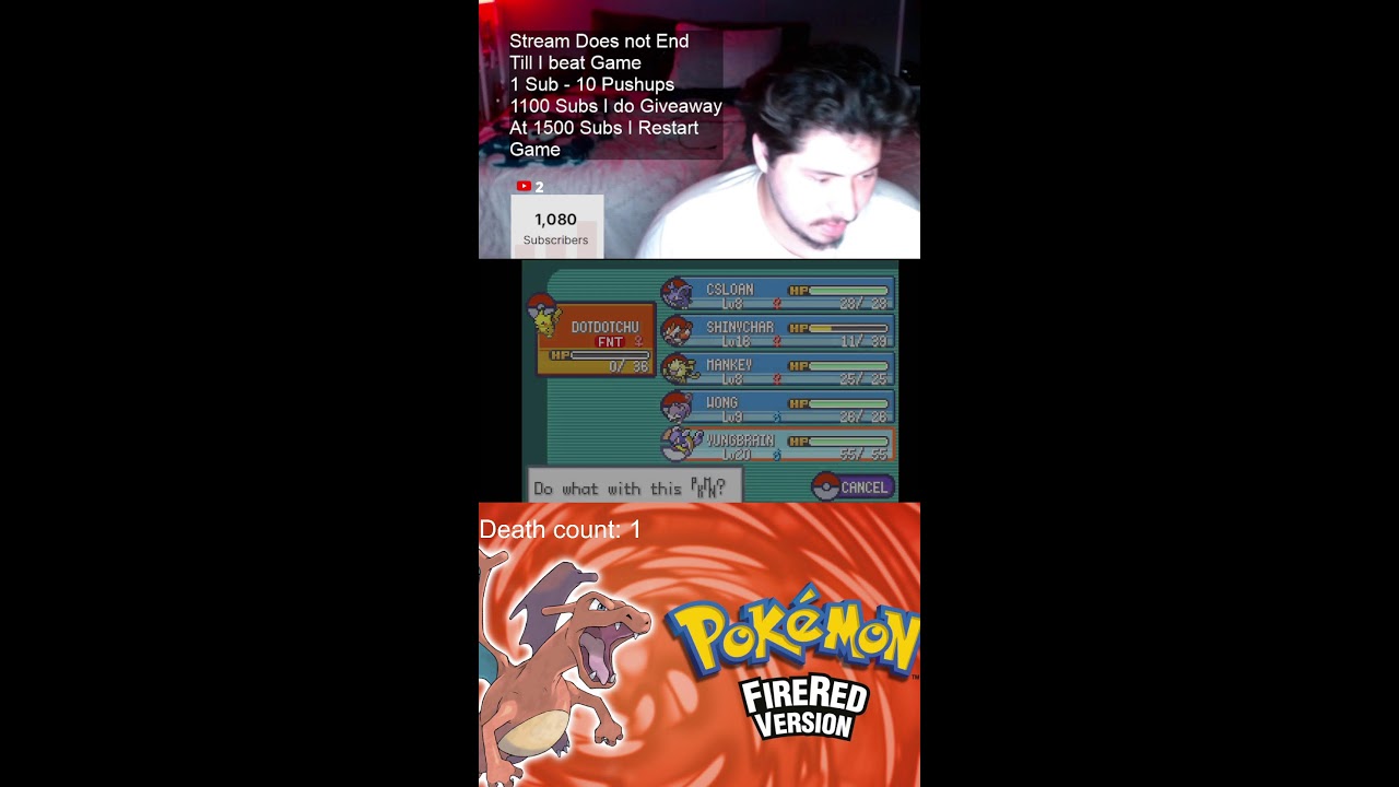 Stream Ends When I Beat Pokemon Fire Red 18 Subs Away From 1100