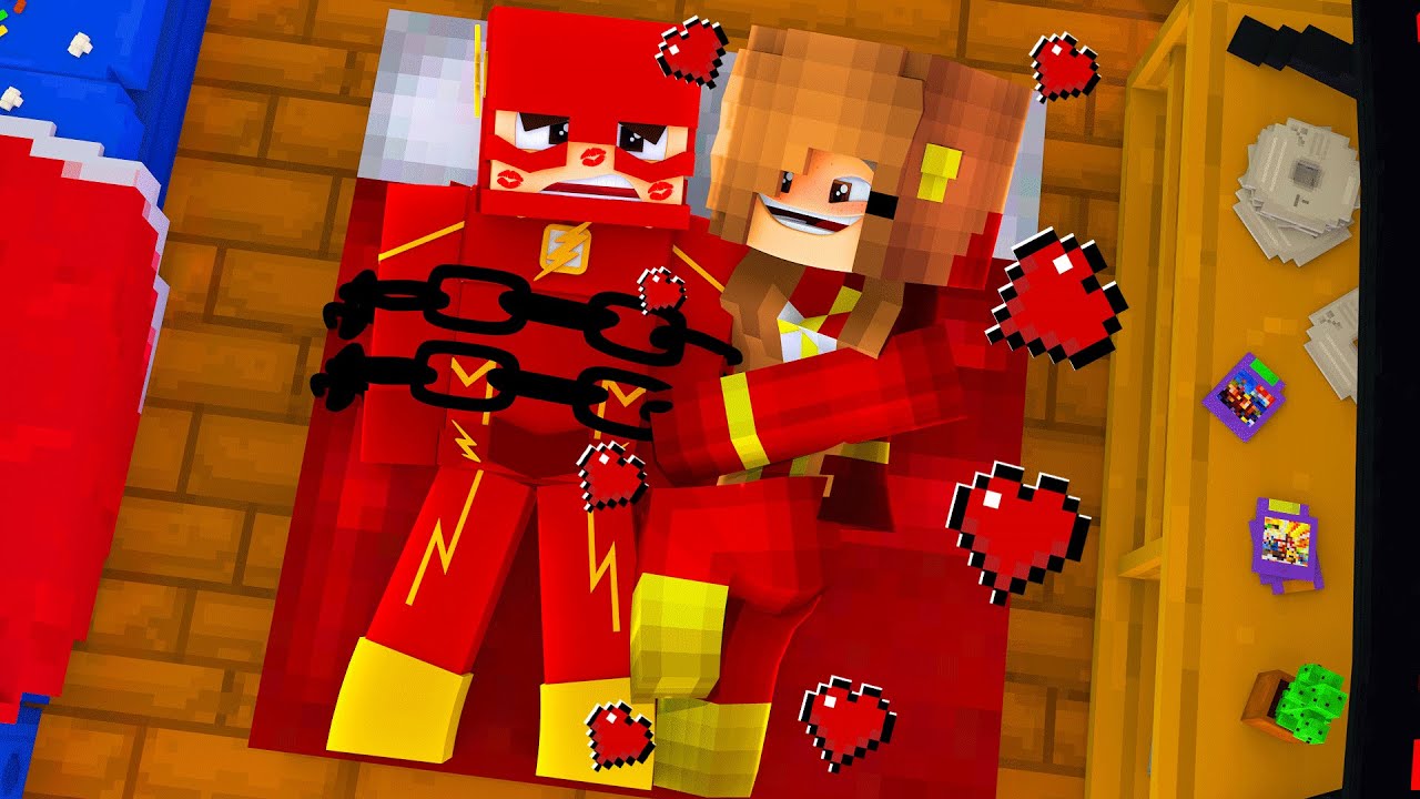 FLASH MUSCULOSO E ACORDOU PRESO COM A FLASHGIRL ENCHENDO DE BEIJOS NO MINECRAFT