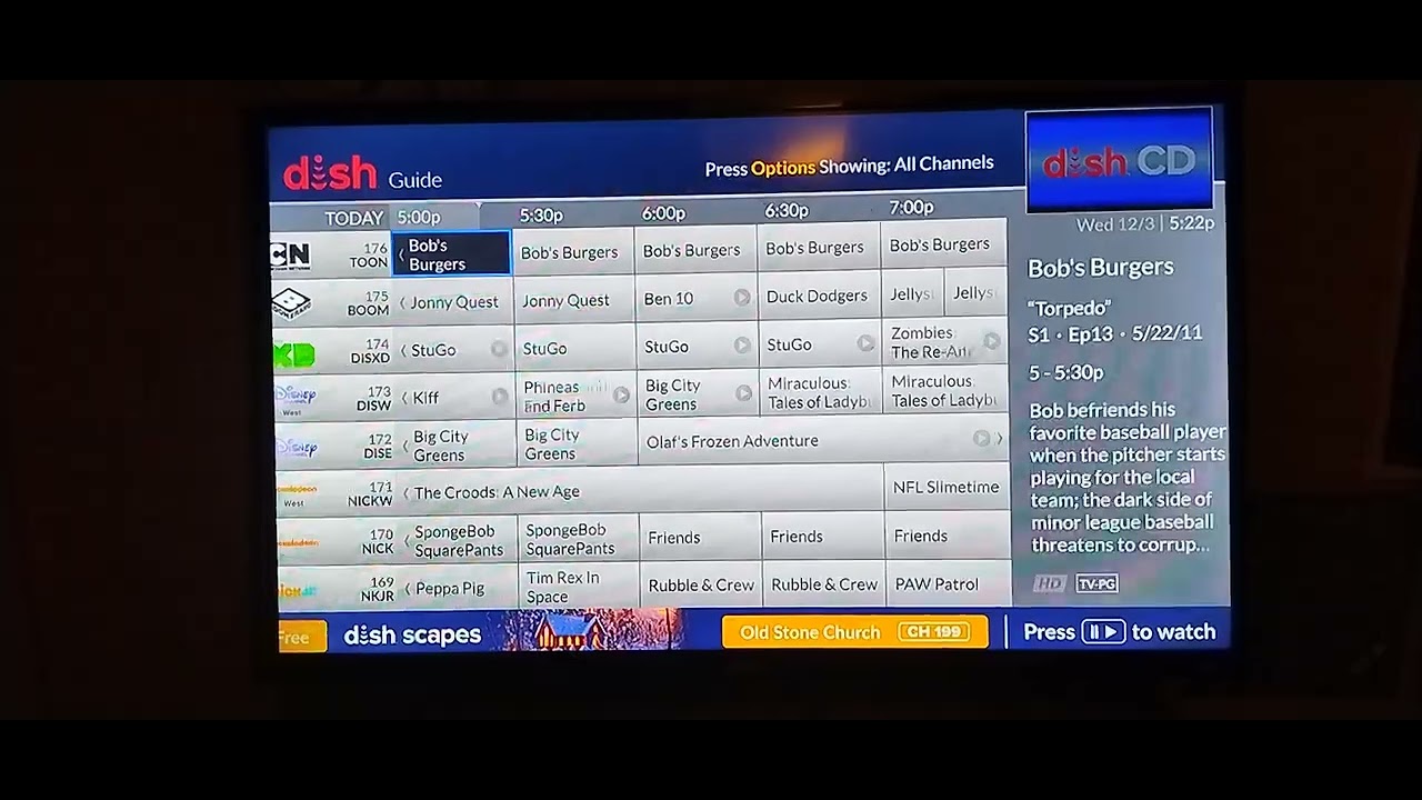 Dish Network Channel Guide (December 3, 2025)