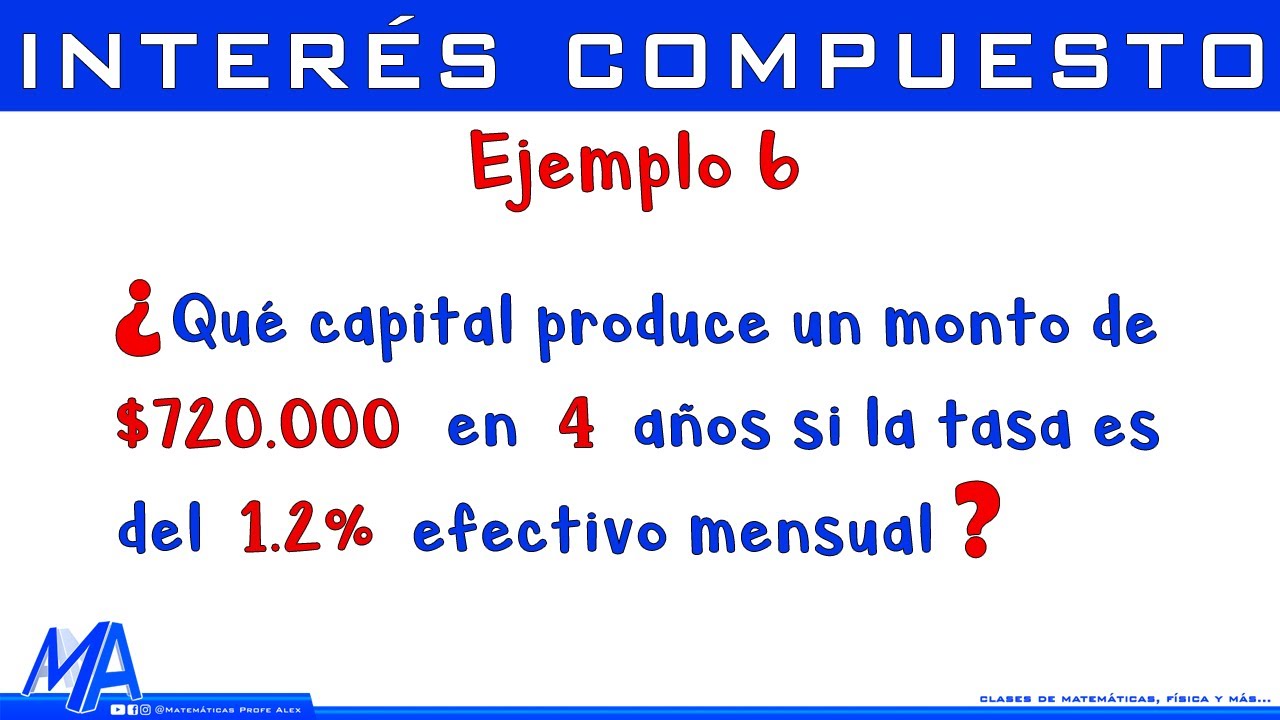 Interés compuesto | Ejemplo 6 Hallar el capital