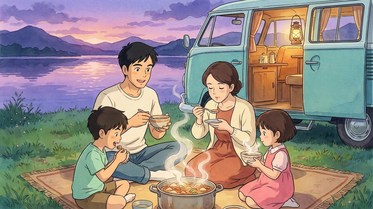 A Quiet Family Camping Trip in Our Mobile Home | Cozy Ghibli slow living
