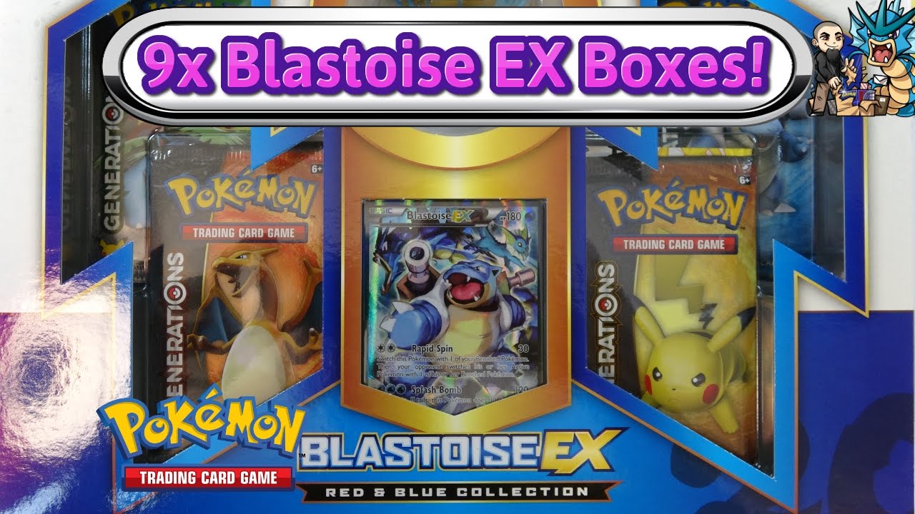 Opening 9 Blastoise EX Red & Blue collection boxes! Generations 