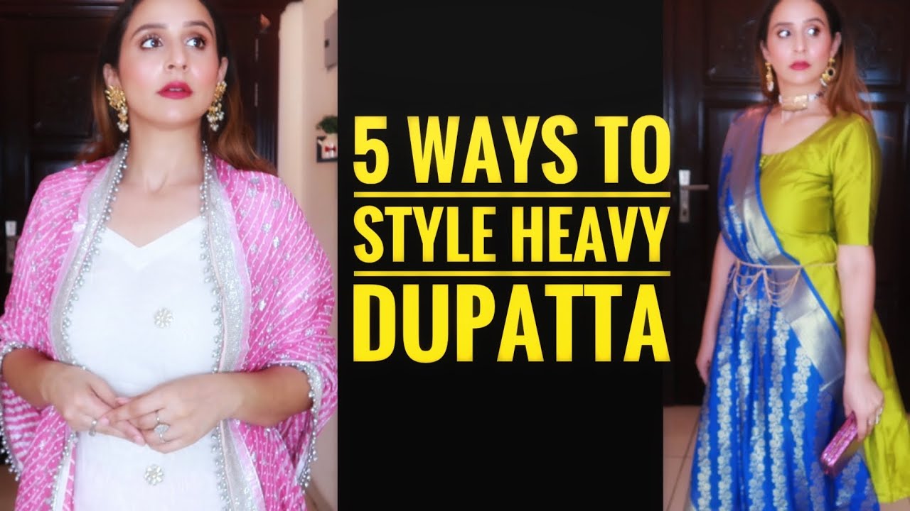 How to style Heavy Dupatta with suit || 5 Different ways|| Indian Festive looks💜