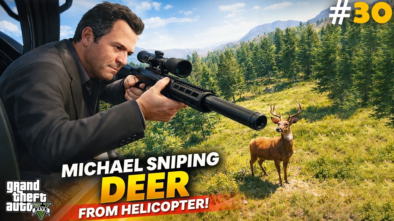 Michael sniping from helicopter with Franklin & Trevor in GTA V | Predator mission