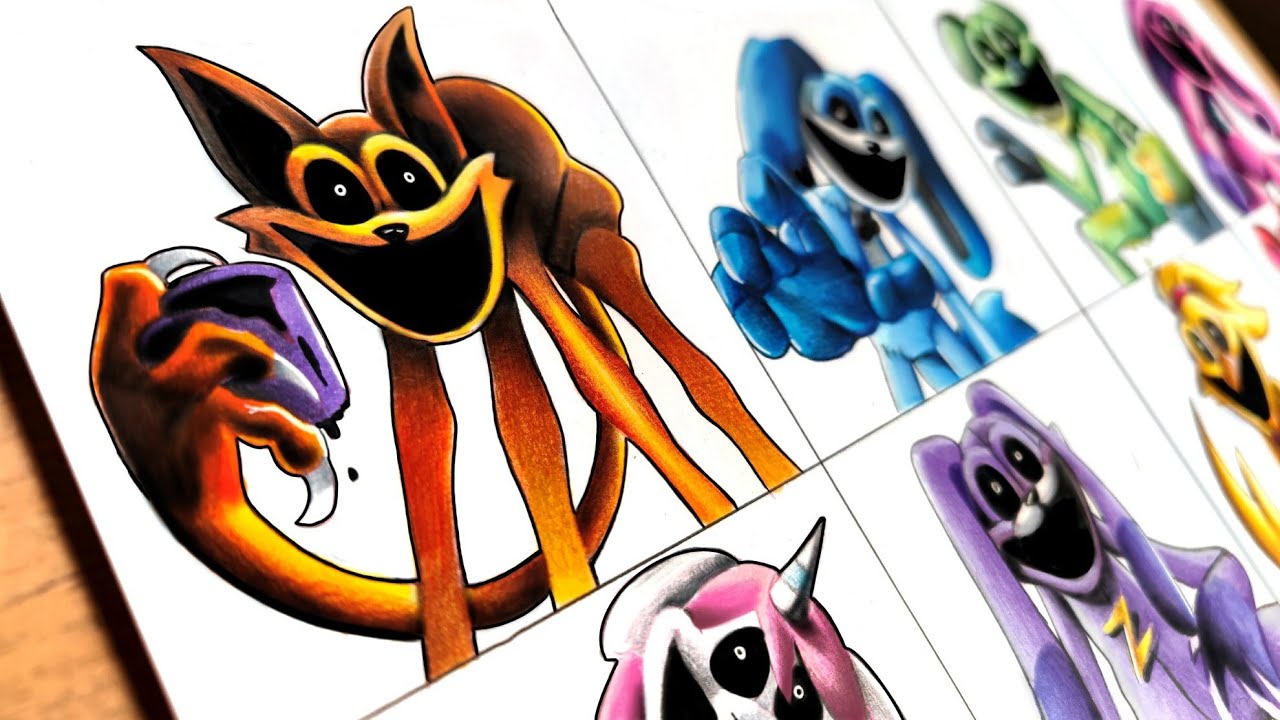 Drawing Monsters Frowning Critters ( Poppy Playtime Chapter 4 ) Smiling Critters