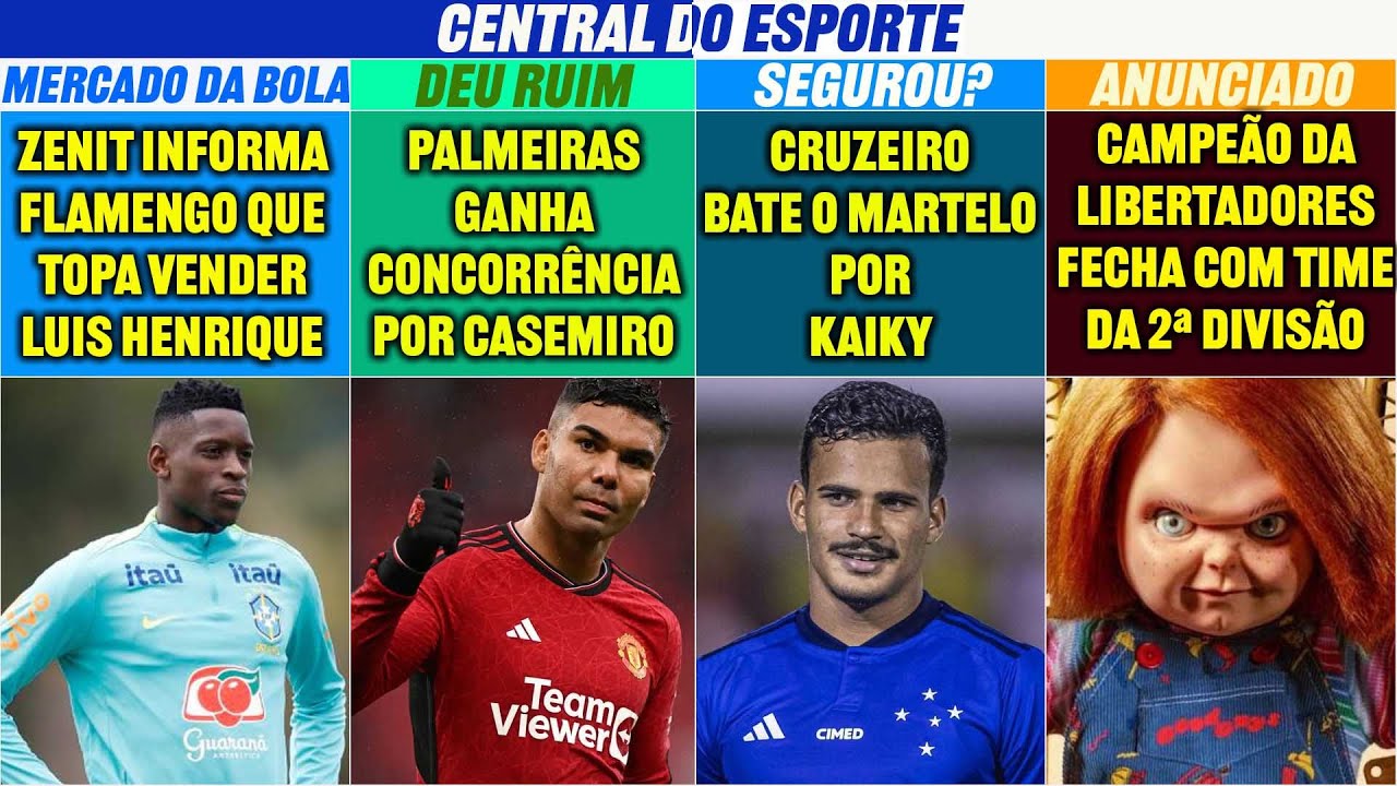 ZENIT TOPA VENDER LUIS HENRIQUE AO FLAMENGO ⚽ CASEMIRO NO PALMEIRAS ⚽ SITUAÇÃO DE KAIKY NO CRUZEIRO