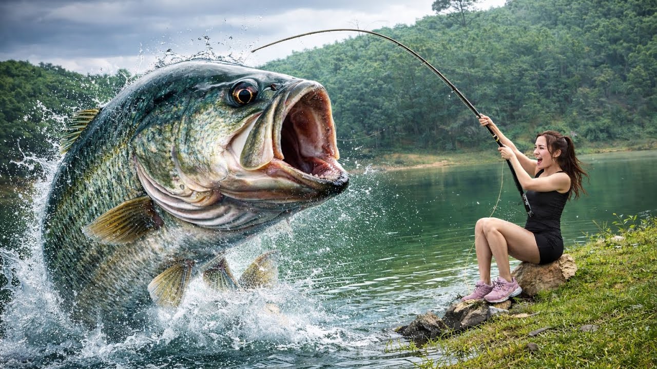 She Hooked a Giant Monster Fish! 🎣 | Epic Lake Fishing Battle