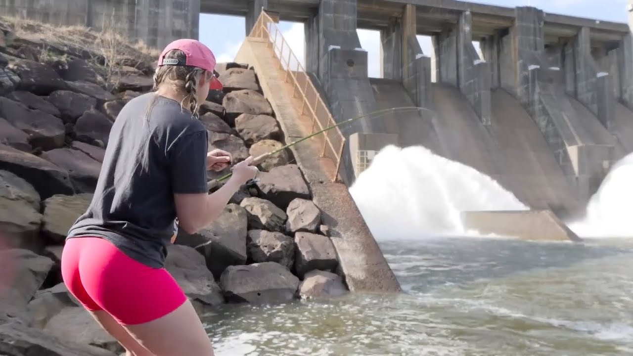 She Caught EVERYTHING at the GIANT SPILLWAY! -- Fishing For FOOD!