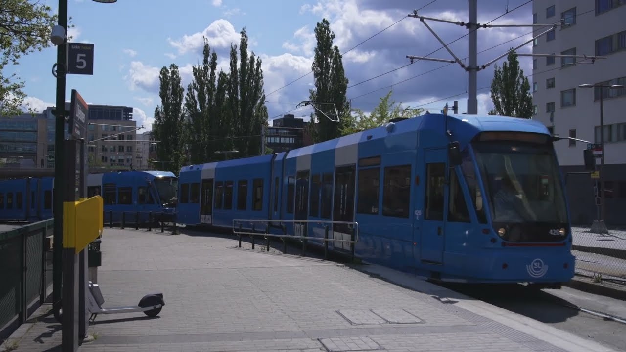 Sweden, Stockholm, tram ride from Liljeholmen to Trekanten