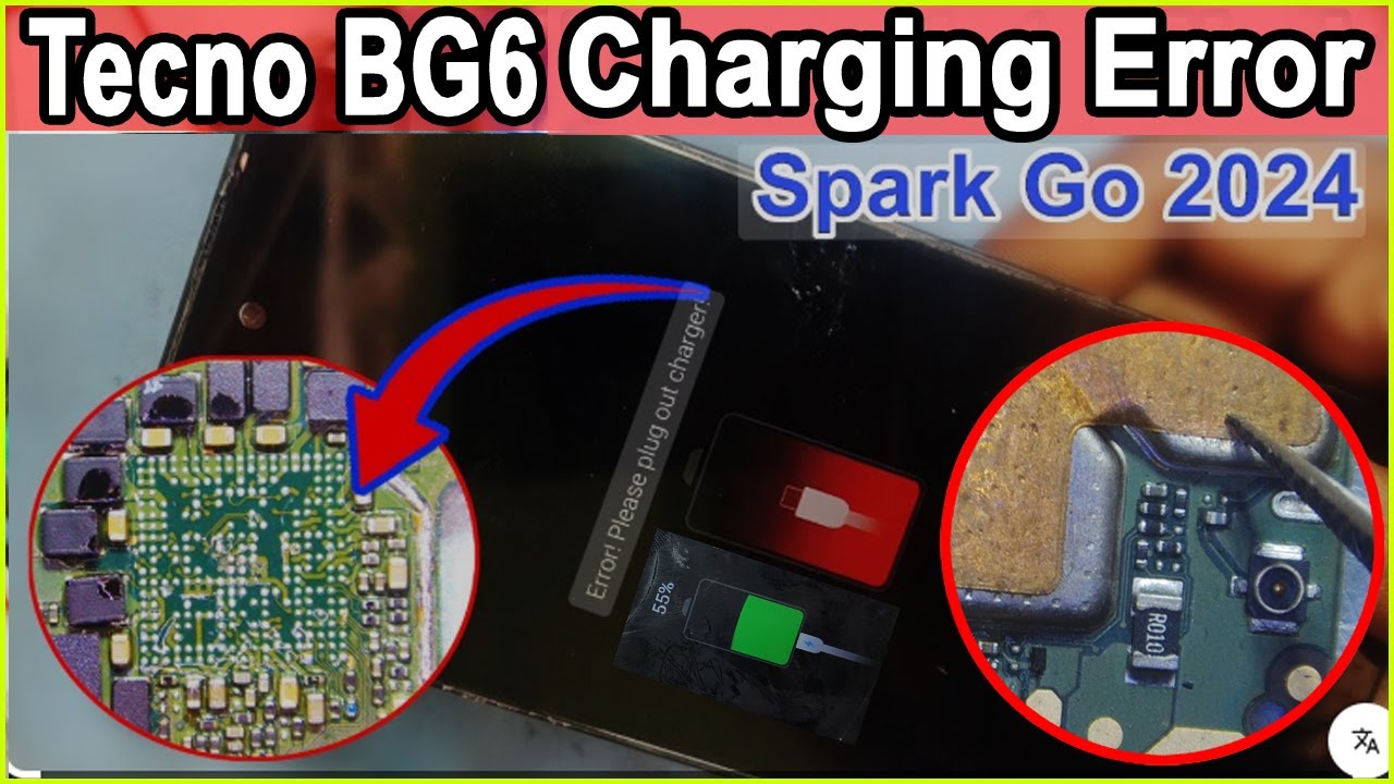 Tecno Spark GO 2024 BG6 Charging error please plug out charger 100% fix