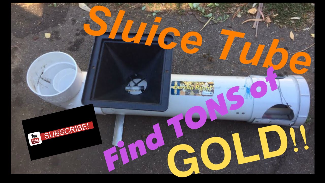 Homemade sluice tube gold trap in action