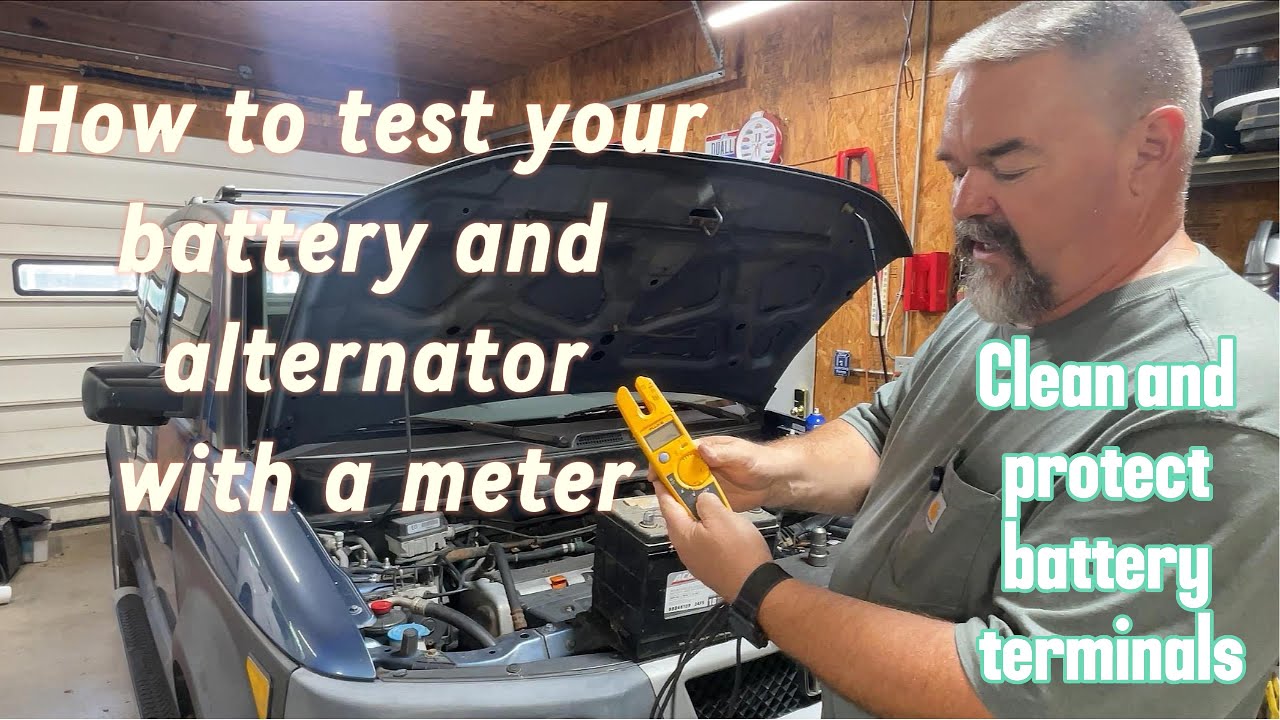 Test the battery and alternator in a car with a multimeter.   DIY