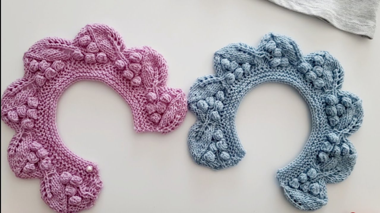 Colletto foglie ai ferri n° 68/ knit leaf ruffles / Cuello hojas bebè a dos agujas