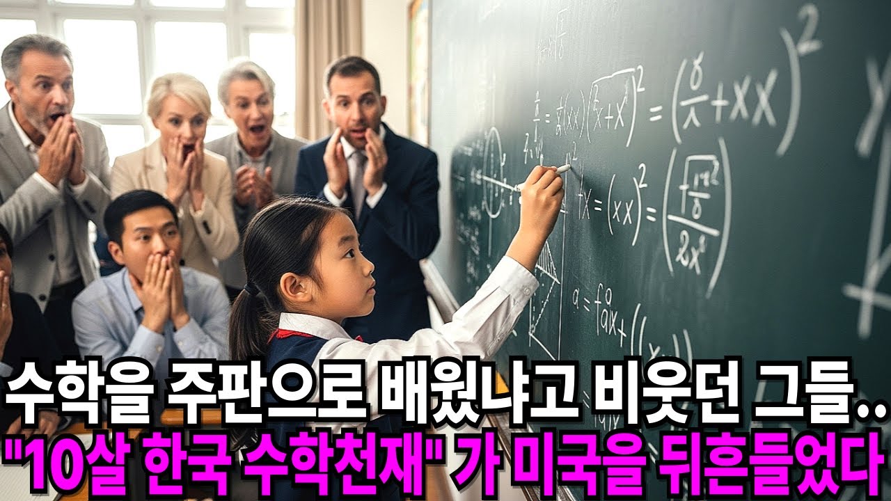 수학을 주판으로 배웠냐며 비웃던 사람들...  10살 한국 수학 천재가 문제를 풀기시작하자 모두 얼어붙고 마는데...