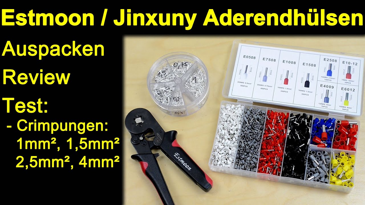 Estmoon und Jinxuny Aderendhülsen Set - Auspacken Review Test Crimpen Adern 1mm² 1,5mm² 2,5mm² 4mm²