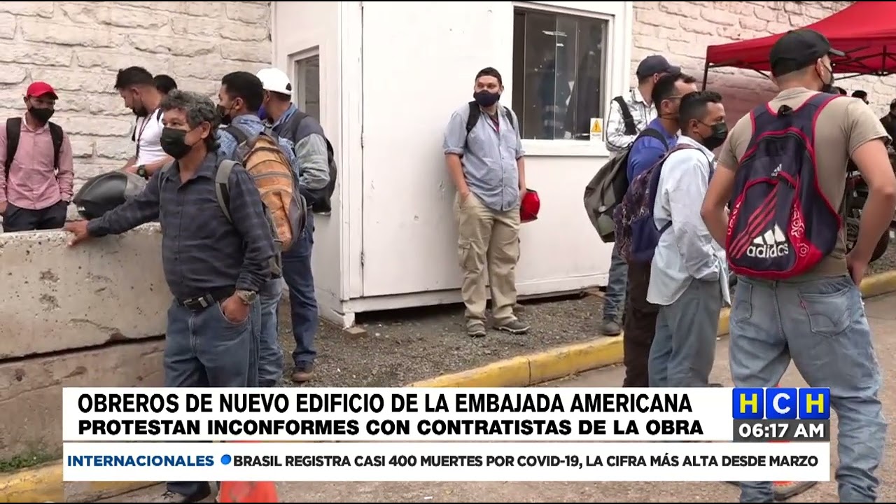 ¡Plantón! Obreros de nueva Embajada de EEUU protestan oponiéndose a firmar finiquito